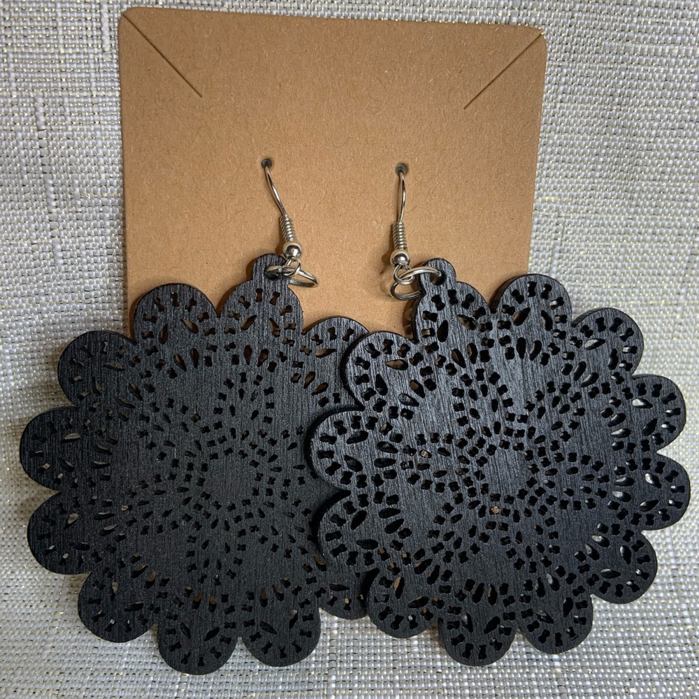 Black Wooden Earrings